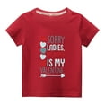 thumbnail image 1 of Penkiiy Haut à Manches Courtes Imprimé Cœur pour Enfants Garçons Filles, Couleur Unie, Col Rond, 9-10 Ans, Rouge, 1 of 4