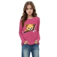 thumbnail image 2 of BRGZLK Kids Long Sleeve T-Shirts Boys Girls Cute Cartoon Bear Graphic Blouses Loose Casual Crewnecks Pullover Tops Hot Pink 3-4 Years, 2 of 5