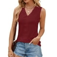 thumbnail image 5 of SNKSDGM Women's Plus Casual Easter Shirts for Women Womens Tops Plus Size Women's 2025 Spring/Summer New V Neck Lace Panel Loose Sleeveless Tank Top Women's T Shirt Going Out Tops for Women Sexy, 5 of 6