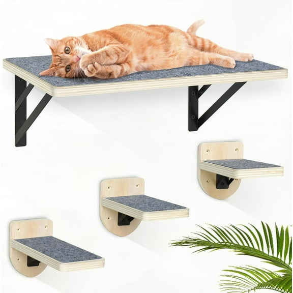 Cat Wall Shelves with 3 Wall Steps,Cat Wall Furniture,Cat Shelves and Perches for Wall, Wall Mounted Cat Shelves and Perches, Cat Climbing Shelf Cat Scratching Post, Gift for Cat