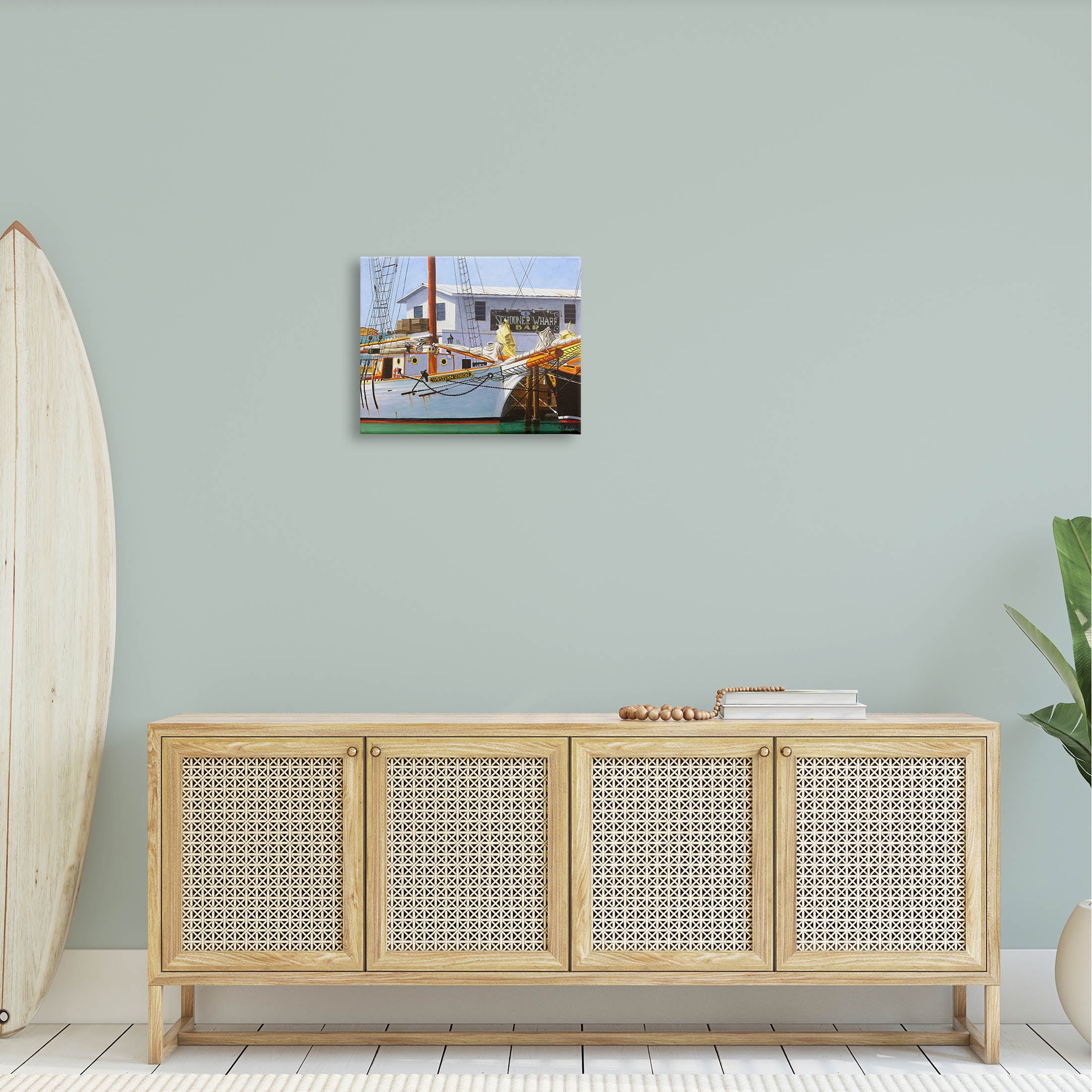 Marine Wharf Boat Dock Transportation Painting Gallery Wrapped Canvas Print Wall Art