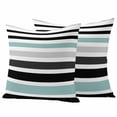 thumbnail image 6 of Turquoise Black Stripe Outdoor Pillow Covers 16x16 Inch Throw Pillow Covers Set of 2 Waterproof Decorative Pillow Cases Modern Abstract Coarse Striped Cushion Covers for Patio Furniture Garden Couch, 6 of 8