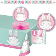 Creative Converting Pink Bunny Party 1st Birthday Party Kit, 27 Count
