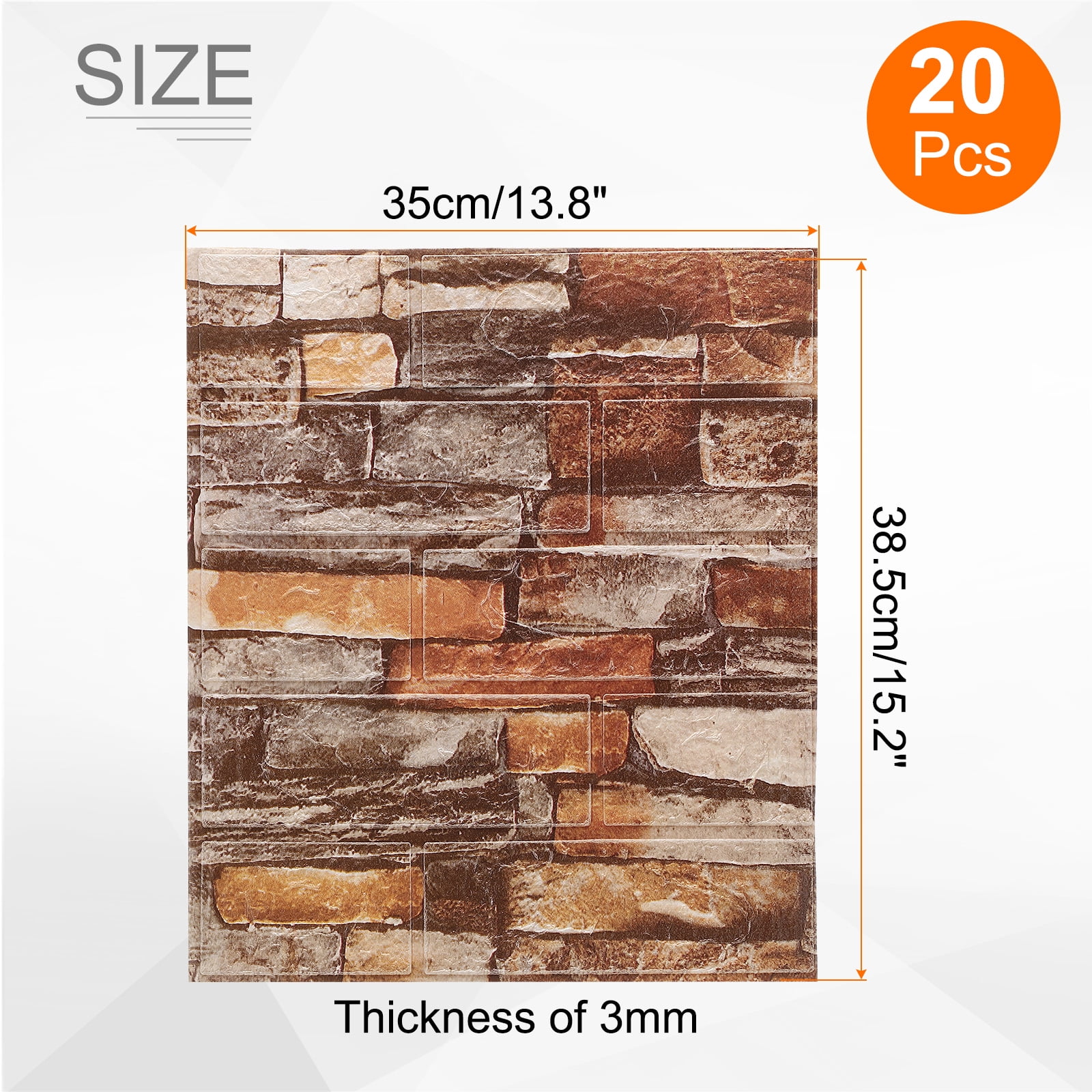 Uxcell 20pcs 3D Wall Panels Peel and Stick, Waterproof Wall Panel Backsplash, 13.8"x15.2" Brick Design Wallpaper XPE Shower Tiles for Bathroom, Kitchen, Living, Rock Yellow