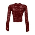 thumbnail image 6 of OSOLU Women Solid Color V-Neck Lace Long Sleeve Tops Elegant Slim Fit Blouse For Casual Or Formal Wear Shirts Leisure Women Tops Dressy Casual, 6 of 9