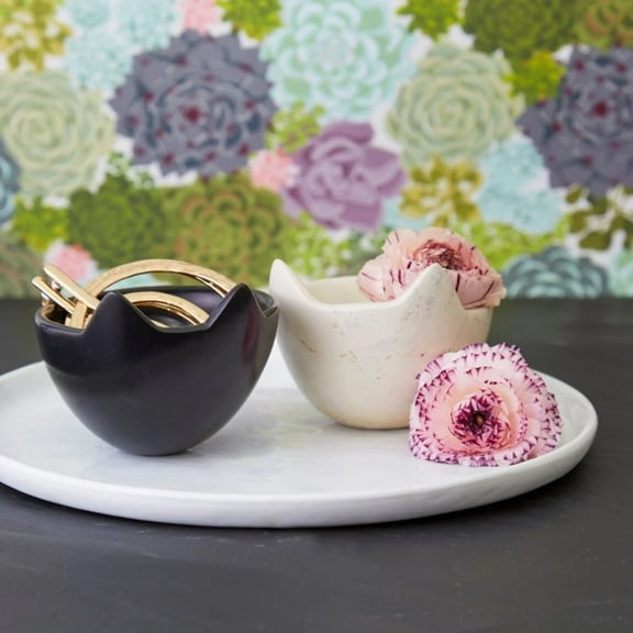 Kisii Stone Black Cat White Cat Ring Paper Clips Dish Set