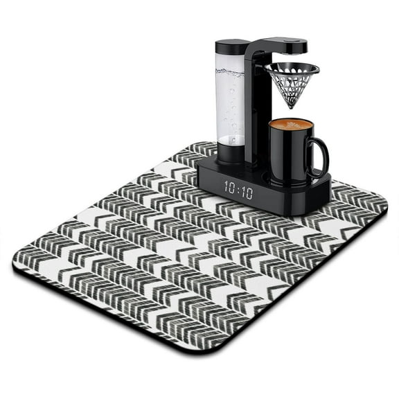 Coffee Mat with Pastoral Style Design - Reusable Diatom Drying Pad with Aesthetic Room Decor Feel, Quick-Dry Counter Mat for Kitchen Sink, Coffee Pot or Espresso Station