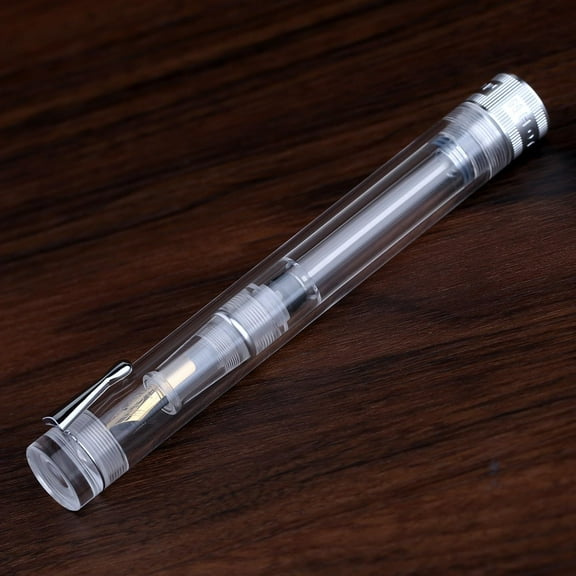 Majohn V1 Vacuum Filling Fountain Pen Extra Fine Nib, Transparent Acrylic Demonstration Writing Gift Pen with Box (Silver Clip)