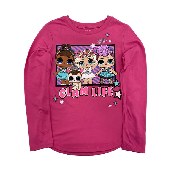 LOL Surprise Girls Pink Glam Life Long Sleeve T-Shirt Tee Shirt X-Small (4-5)
