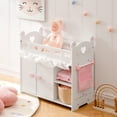 thumbnail image 3 of Robud Doll Crib & Changing Table, All-in-One Wooden with Storage, Bedding & Hooks, Fits 18-21" Baby Dolls, Pretend Play Gift for Girls Ages 3+, 3 of 12