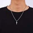 thumbnail image 3 of Cross Necklace for Men, Silver Tone Mens Cross Necklaces with 2.5mm Chain, 316L Stainless Steel Wheat Chain, 16-24 Inch, 3 of 12