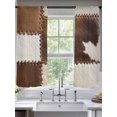 thumbnail image 3 of Cow Cowhide Sheer Curtains 72 inches Long 2 Panels Set Abstract Brown Seam Leather Sheer Window Curtain Rod Pocket Voile Drapes for Living Room/Bedroom, Each 52" W x 72" L, 3 of 7