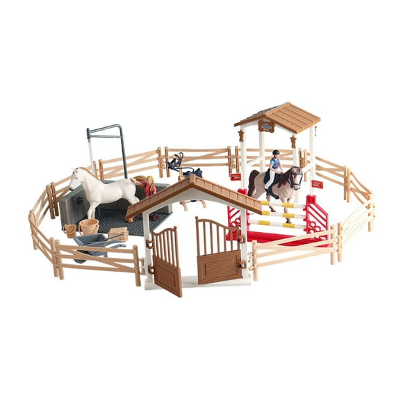 Yinanstore Horse and Horseman Playset Equestrian Toy Set Pretend Play Toys Barn Toy for 3 4 5 6 7 Year Old Boys Girls Baby Birthday Gifts