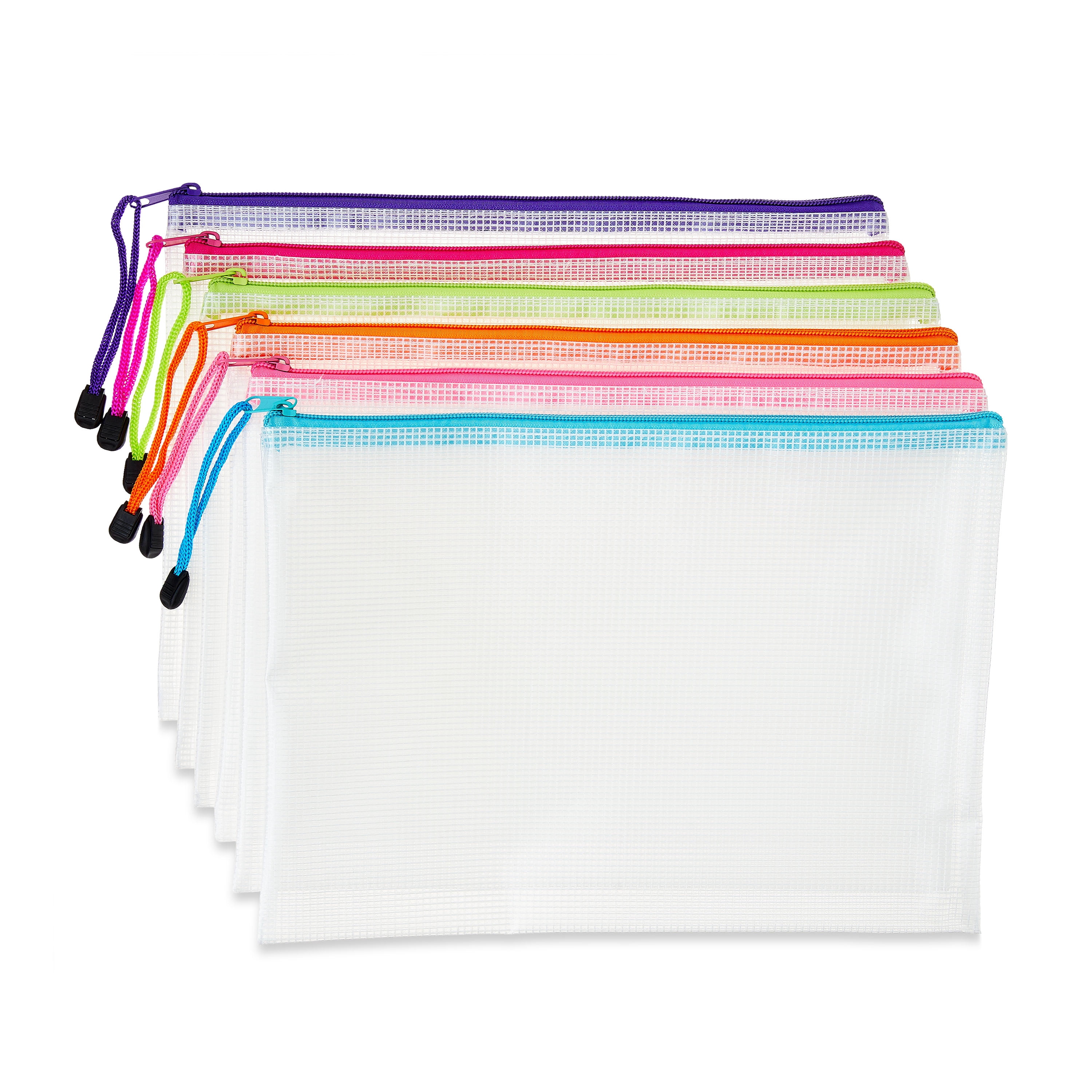 MECCANIXITY A3 Size Mesh Zipper Bags - 12 Pack Green PVC Document Pouch For Office, School, Travel