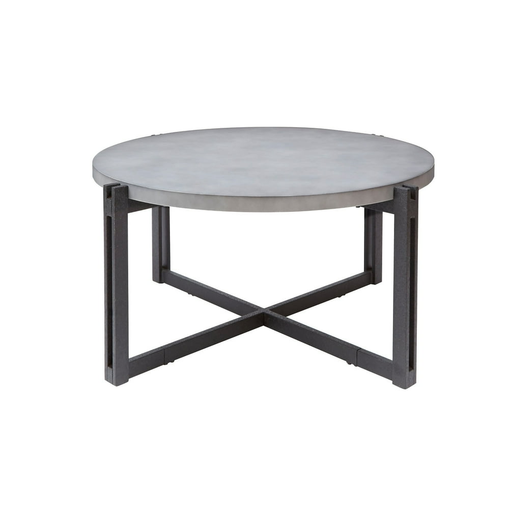 Dakota Coffee Table with Round Concrete Finish Top
