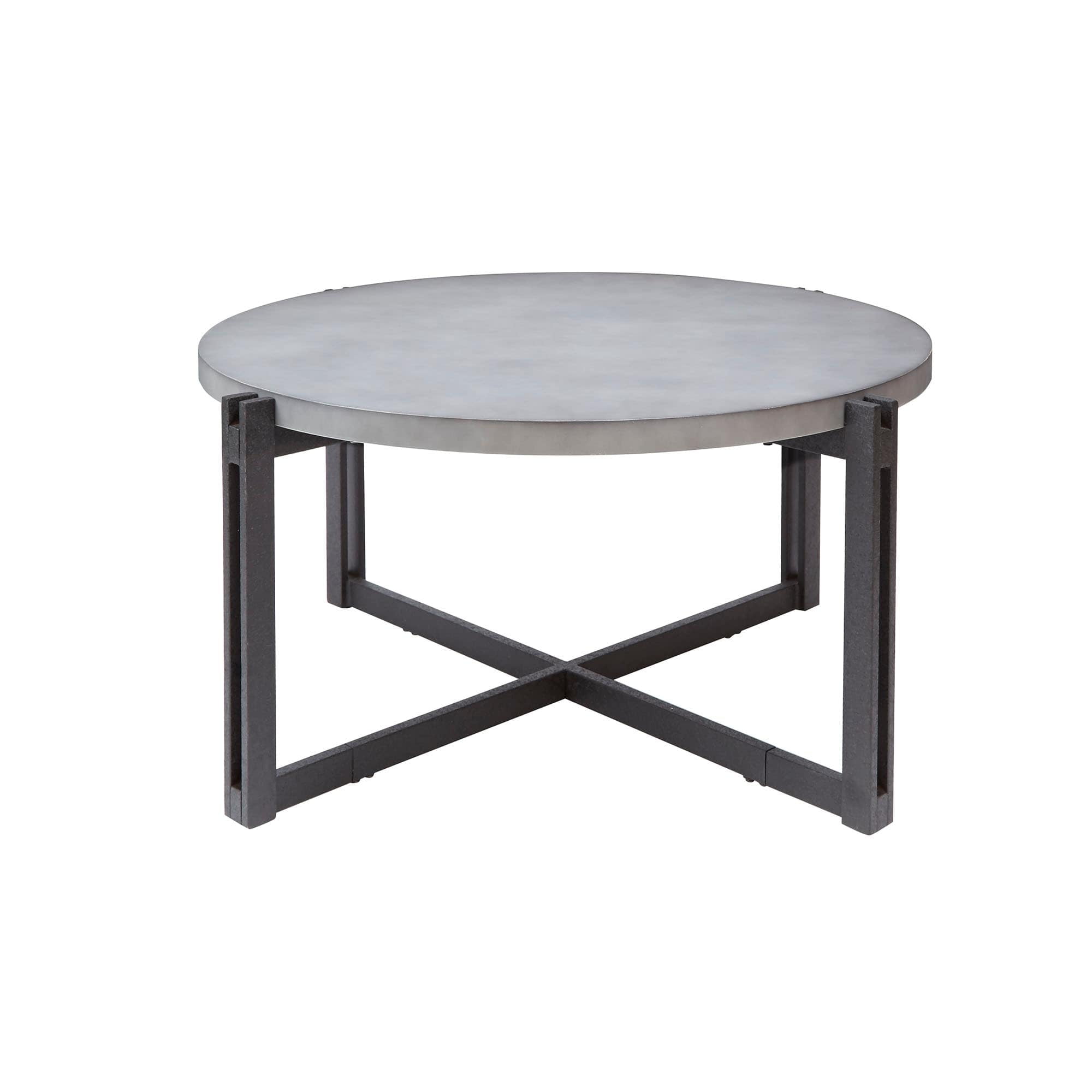Dakota Coffee Table with Round Concrete Finish Top - Walmart.com