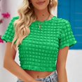 thumbnail image 2 of Blouse d'Été Décontractée pour Femme à Manches Courtes, Col Rond, Crop Top, T-Shirt à devant Torsadé, 2 of 6