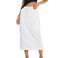 thumbnail image 4 of Inleife Women Summer Fashion Skirt High Waist Button Zipper Pockets Skirts White M, 4 of 7
