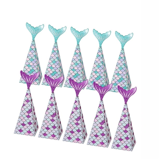 10 cajas de recuerdos para fiestas de sirena, bolsas de regalo para niños, bolsas de regalo para fiestas de sirena