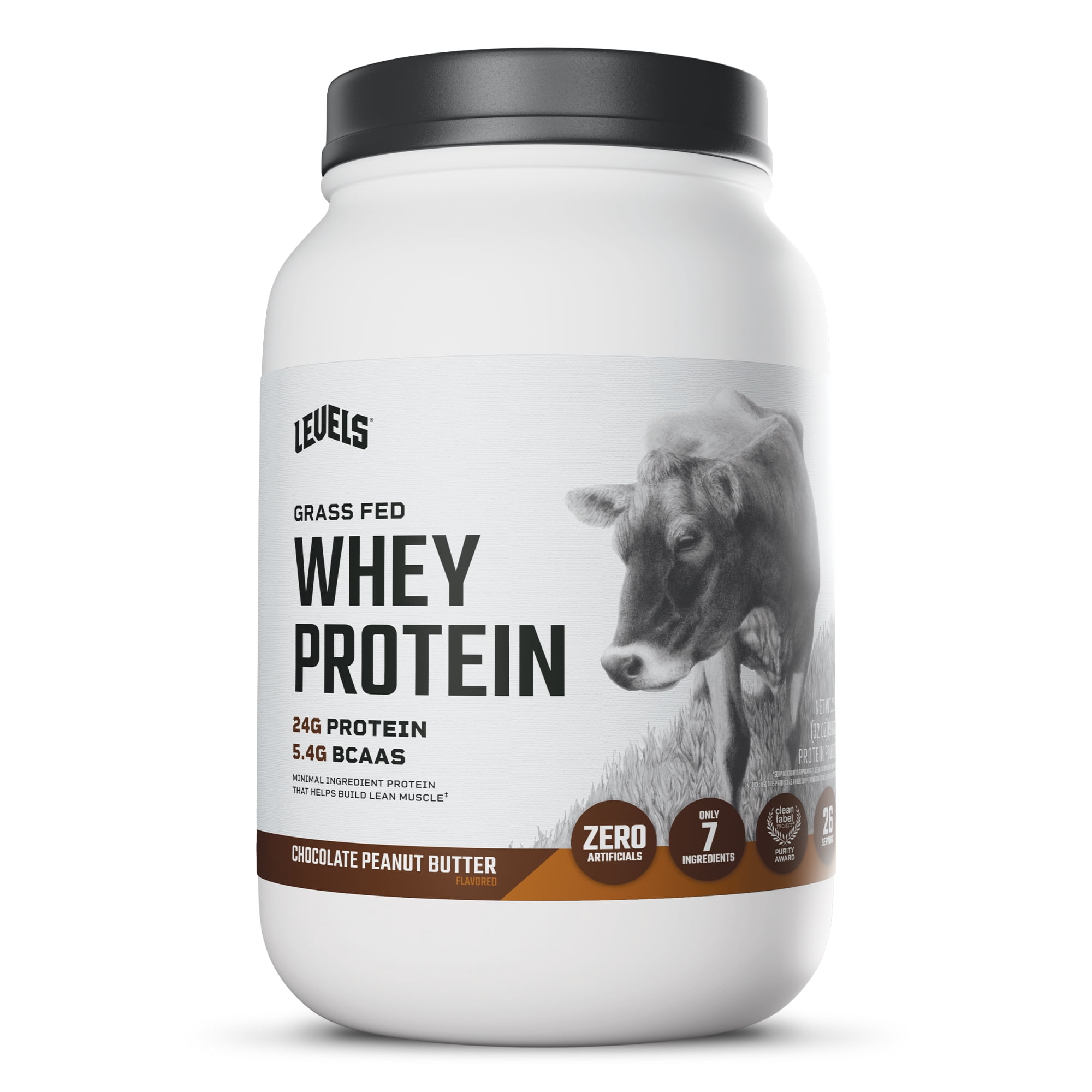 Levels Grass Fed Whey Protein Powder, No Artificials, 24G of Protein, Chocolate Peanut Butter, 2LB