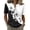 White, variant on Ink Wash Floral Henley Blouse for Women - Short Sleeve V-Neck Button Down Tunic, Loose Fit Boho Casual Summer Top Blue S