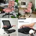 thumbnail image 2 of HELLHERO Cat Print Office Chair Covers Set, Stretchable Anti Scratch Desk Chair Cover, Skin Friendly Computer Chairs Slipcover for Pets, Pink, 2 of 6