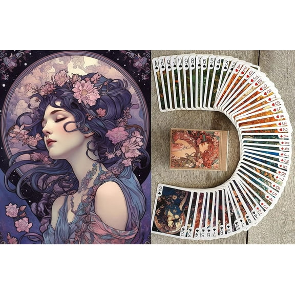 Alphonse Mucha Art Nouveau inspired - Lady Fairy Playing Cards