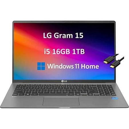 LG Gram 15 15Z95N Ultra Lightweight 15.6" FHD (Intel i5-1135G7 (Beat i7-1065G7), 16GB RAM, 1TB SSD, UHD Graphics) Military Grade Business Laptop, 21hr Battery, Backlit KB, Webcam, Windows 11 Home