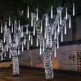 thumbnail image 2 of Guirnalda de luces LED de lluvia de meteoritos, 8 tubos de 30 cm, ideal para decoración navideña, jardín y fiestas, resistente al agua (blanco), 2 of 4