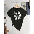 thumbnail image 2 of Letter Print T-Shirt for Women - Casual & Cute, Short Sleeve, Round Neck, Stretchy 100% Cotton, Machine Washable, Bottoming, Daily Wear Tee For adult, Men, Women, Teen, Teenager, adolescent, Youth, 2 of 5