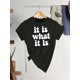 thumbnail image 2 of Letter Print T-Shirt for Women - Casual & Cute, Short Sleeve, Round Neck, Stretchy 100% Cotton, Machine Washable, Bottoming, Daily Wear Tee For Adult, Men, Women, Teen, Teenager, Adolescent, Youth, 2 of 5