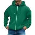 thumbnail image 5 of Mens Long Sleeve Zip-up Hoodie With Kanga Pocket Dark Green XL, 5 of 6
