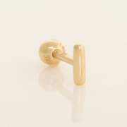 Anygolds 14K Real Solid Gold Small Line Bar Ear Post Stud Piercing Earring Body Jewelry 18Gauge - MBJ4200-6Y Yellow Gold