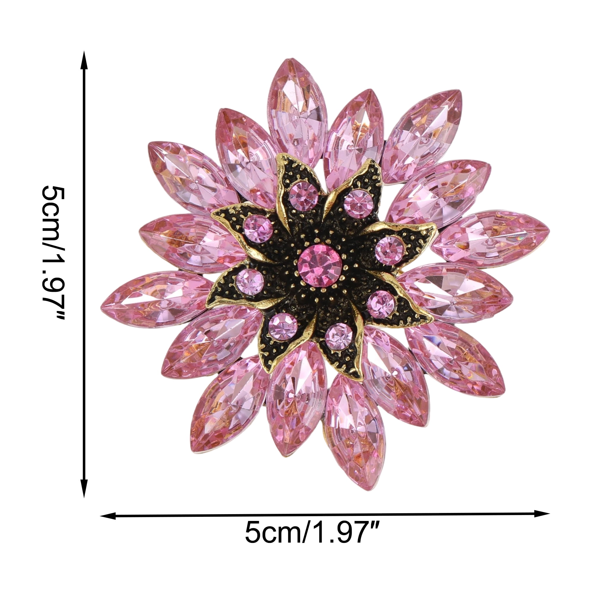 Unique Bargains Faux Crystal Flower Rhinestone Brooch for Fashionable Accessories Pink