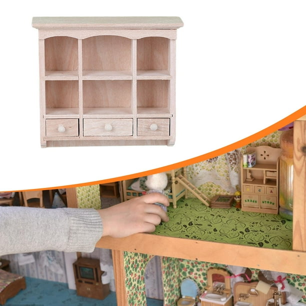 Estante de casa de muñecas,Estante de exhibición de gabinete de pared en miniatura para casa de muñecas,Accesorios para casa de muñecas Decoración Muebles Modelo,Casa de muñecas en