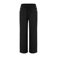 thumbnail image 3 of Women Linen Casual Pants Summer Wide Leg Loose Drawstring High Waist Wide Leg Pants With Pockets Pant for Women Casual Summer Womens Workout Pants Pants Women Casual High Waist Track Pants Women, 3 of 3