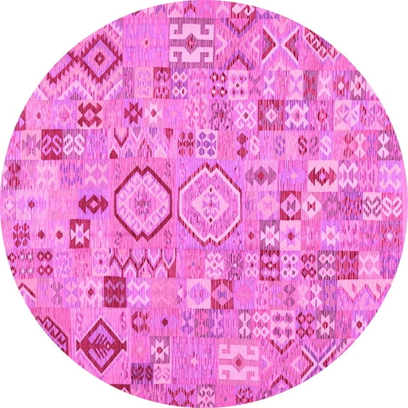 Ahgly Company Indoor Round Southwestern Pink Country Area Rugs, 7' Round