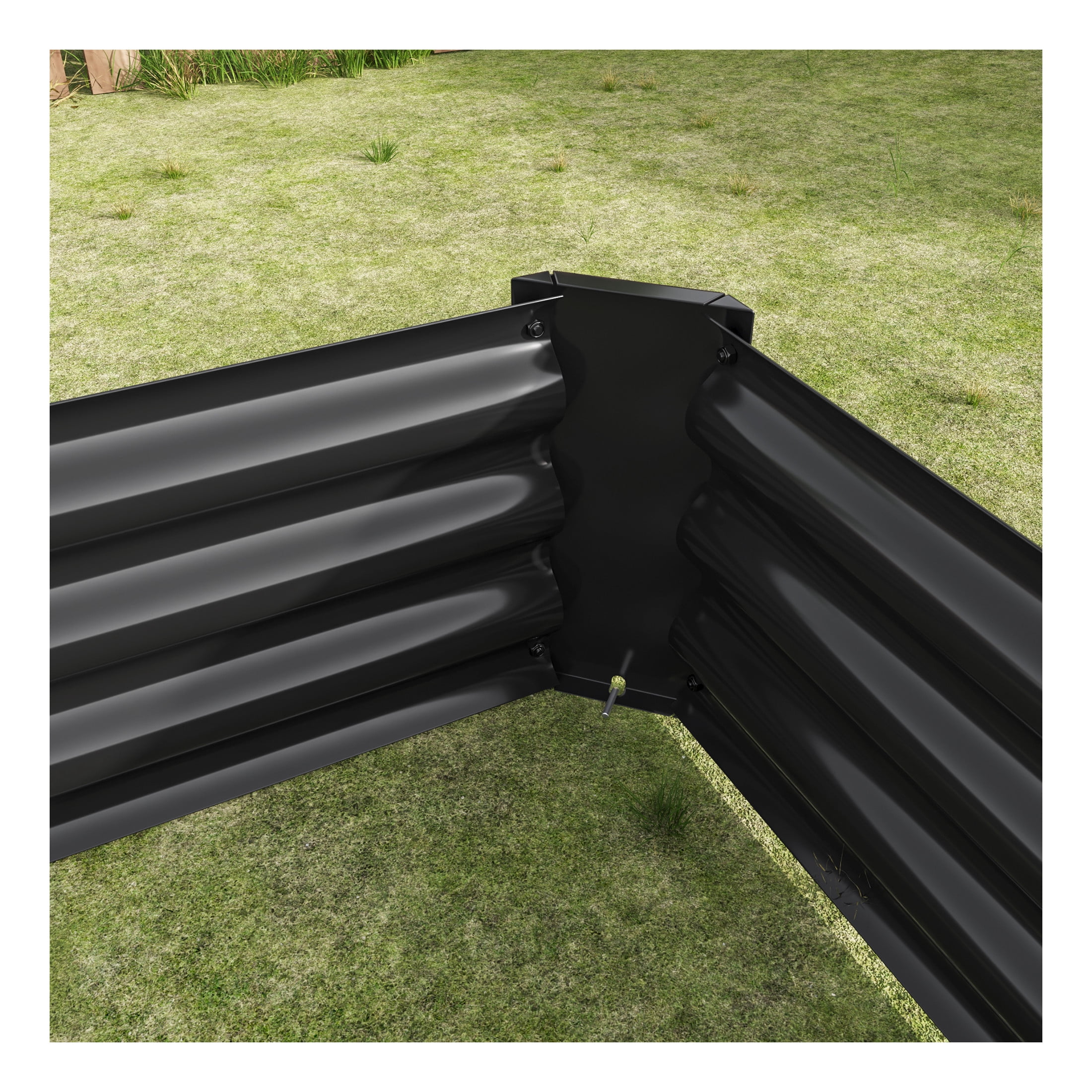 Elio Outdoor Metal 6×3×x1ft Raised Garden Bed, 6FT Planter Box, Rust-Resistant, Open Bottom, Sturdy Design for Vegetables, Flowers, Herbs, Black