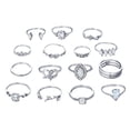 thumbnail image 1 of MasteelfCA 15pcs Creative Hollow Out Ring Antique Drill Finger Rings Dedlicate Simple Joint Rings for Woman Girl, 1 of 6