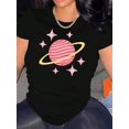 thumbnail image 1 of Women's Casual Candy Planet Graphic Tee - Comfy Short Sleeve Round Neck T-Shirt, Perfect for Summer & Sports, 1 of 6