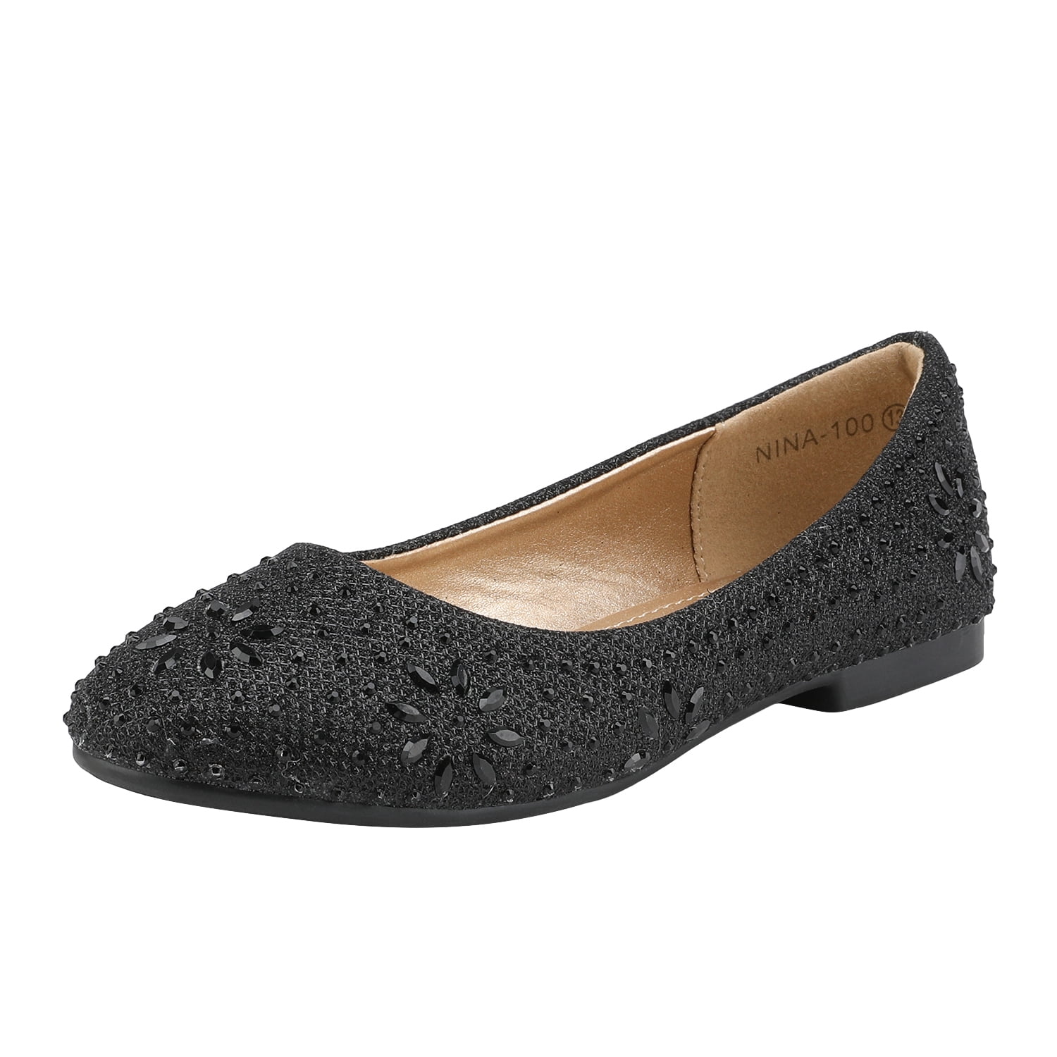 black flat glitter shoes
