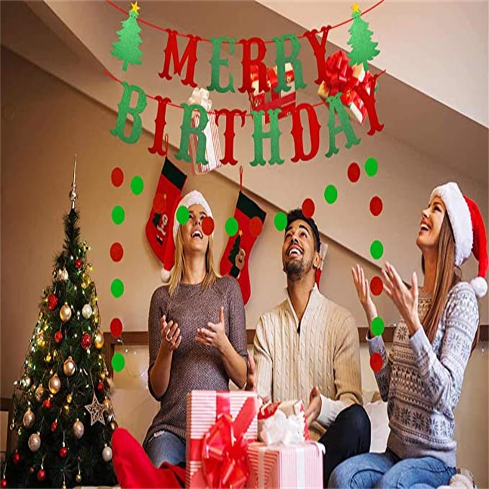 Kepooman Merry Birthday Decorations, Holiday Birthday Decorations Merry Birthday Banner, Happy Birthday Merry Holiday - Birthday Party Decorations for Home Office Fireplace Mantel, Red & Green Kepooman Merry Birthday Decorations, Holiday Birthday Decorations Merry Birthday Banner, Happy Birthday Merry Holiday - Birthday Party Decorations for Home Office Fireplace Mantel, Red & Green