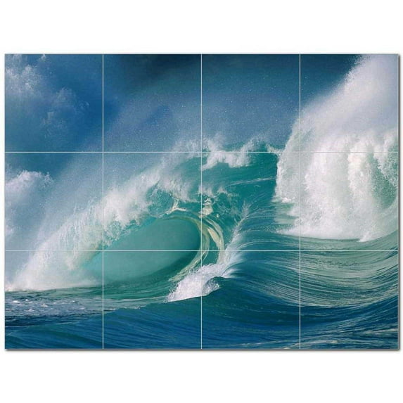 Waves Photo Ceramic Tile Mural Kitchen Backsplash Bathroom Shower 406321-L43