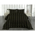 thumbnail image 2 of Ambesonne Art Deco Quilted Coverlet 3 Pcs, Black Vintage Line Shells, King Size, Black and Sand Brown, 2 of 4