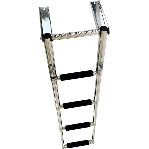 Marine City Stainless Steel 4-Step Telescoping Swim Ladder, Anti-Slip, Space-Saving Design, Supports 400 lbs, for Boats, Ships, Marines, Pontoons Pack of 1