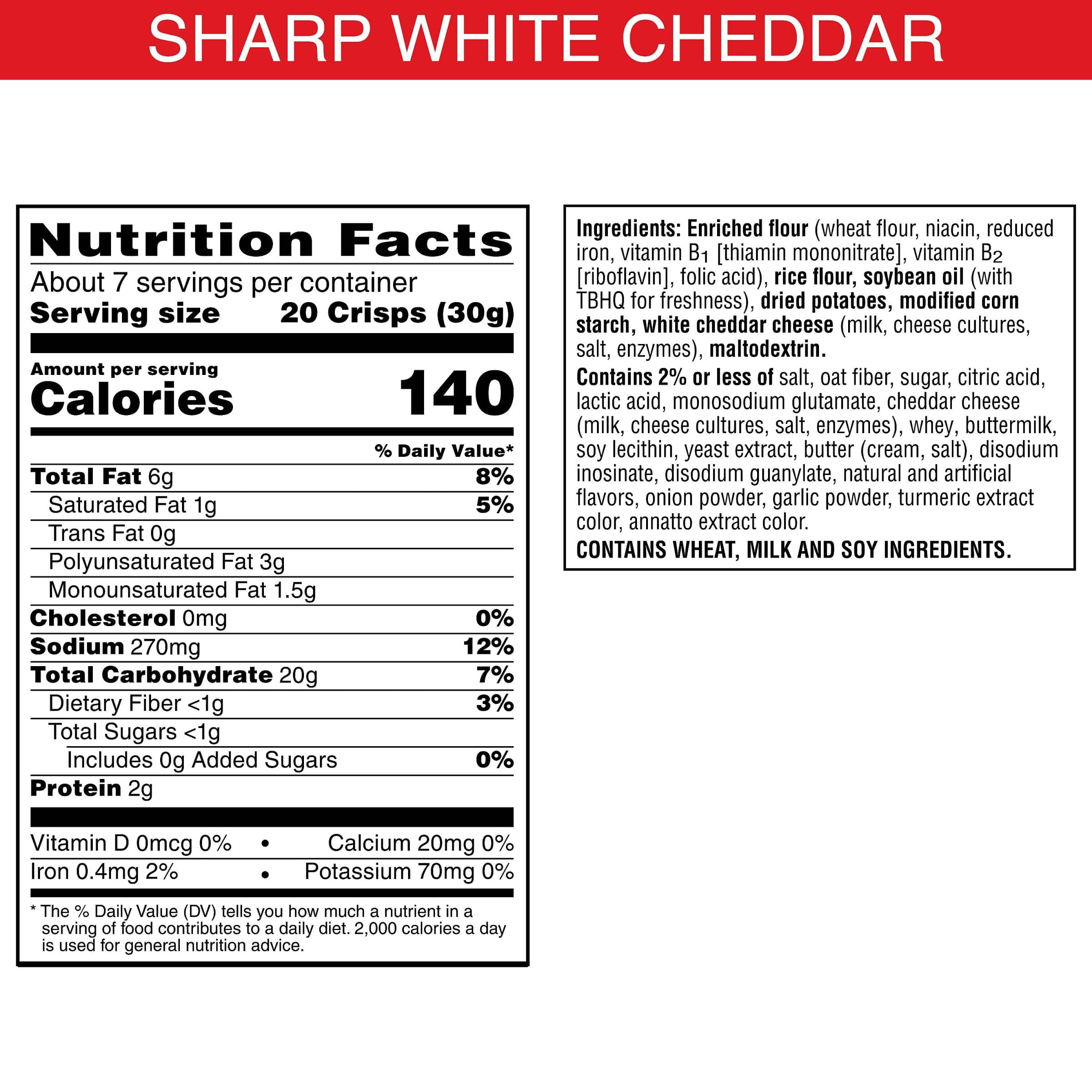 Cheez-It Snap'd Sharp White Cheddar Cheese Crackers 7.5 oz - Pack of 2