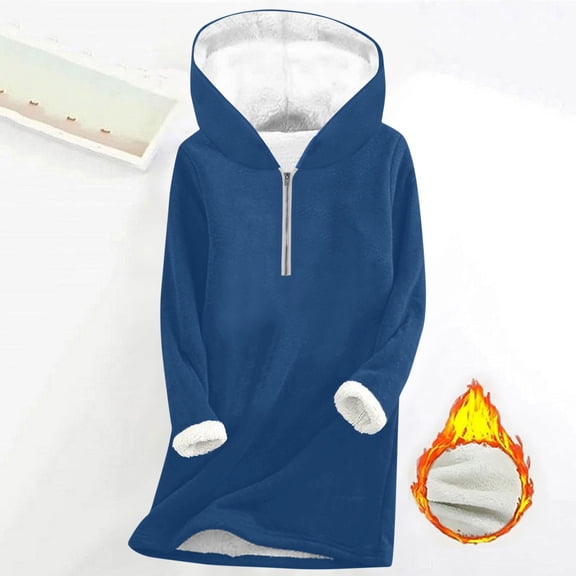 LEKWK Quarter Zip Pullover Women Fleece Hoodies Long Sleeve Hooded Sherpa Sweatshirts Oversized Thick Warm Tops Winetr Thermal Clothes for Cold Weather Outerwear
