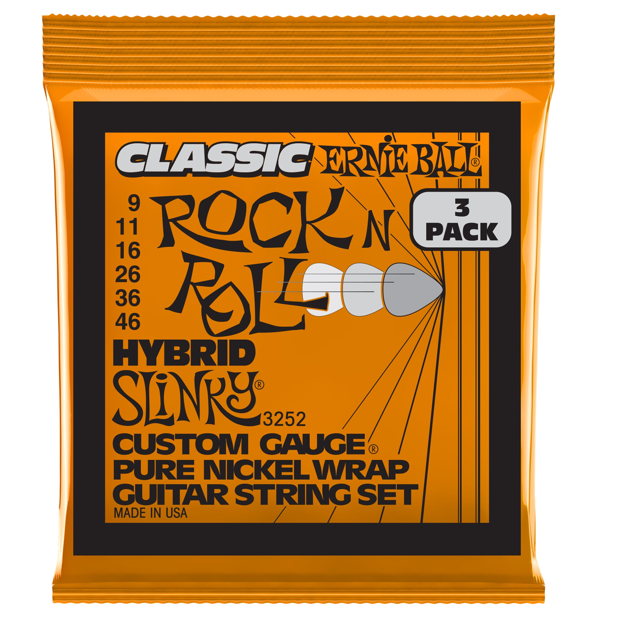 Ernie Ball Hybrid Slinky Classic Rock n Roll Pure Electric Guitar
