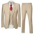 thumbnail image 1 of Wehilion Mens Suits Set Slim Fit Men 3 Piece Dress Suit Prom Blazer Wedding Formal Jacket & Vest & Pants Beige XL, 1 of 7