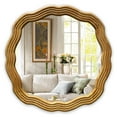 thumbnail image 4 of Radiance Goods Contemporary Maple Wood Finish Round Framed Wall Mirror 33" Width, 4 of 5